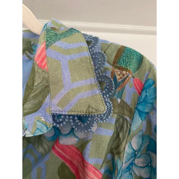 VICTORIA DUNN - Darcy - Lotus Branch Dress, Hydrangea Blue, Large, 208$ - Picture 5 of 9